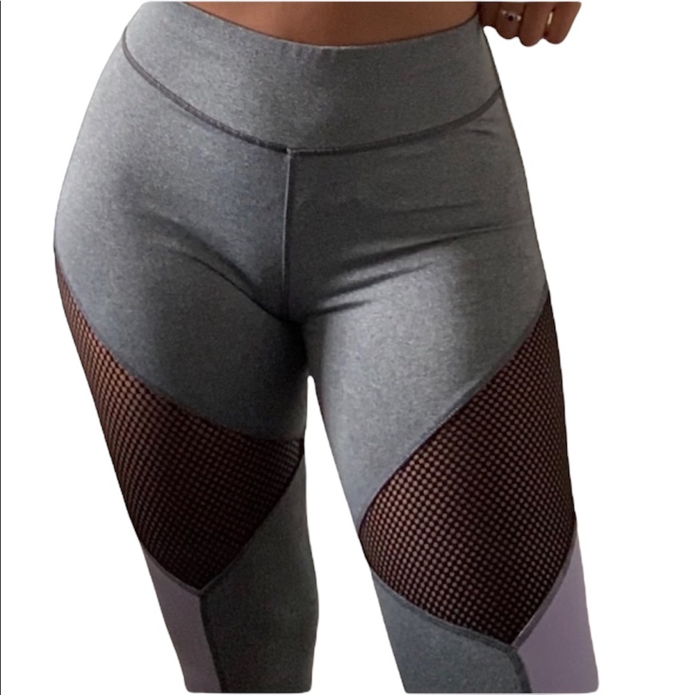 Multicolor Leggings with Mesh Detailing